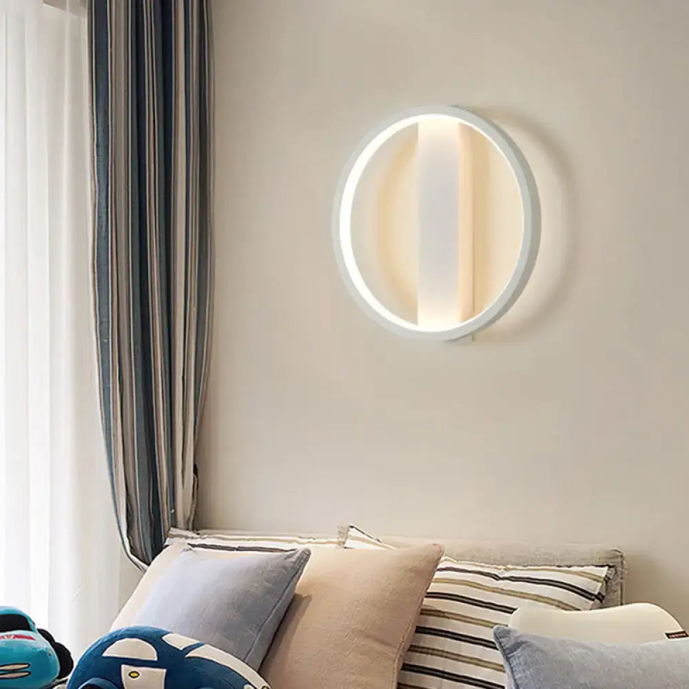 White round LED wall sconce with inner vertical panel two shape options on Tampa Home & Garden Store