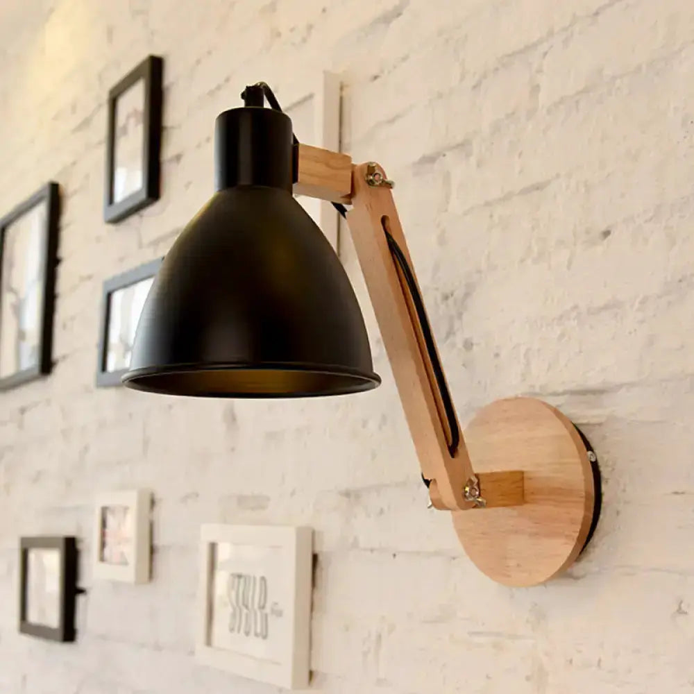 Minimalist White Swing Arm Wall Light Iron Dome
