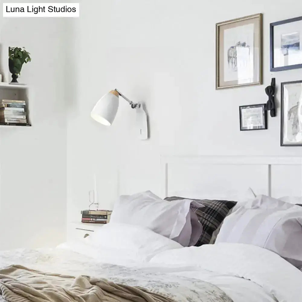 Minimalist white tapered wall light with wood accents study desk lamp by Decorbites on Tampa Home & Garden Store