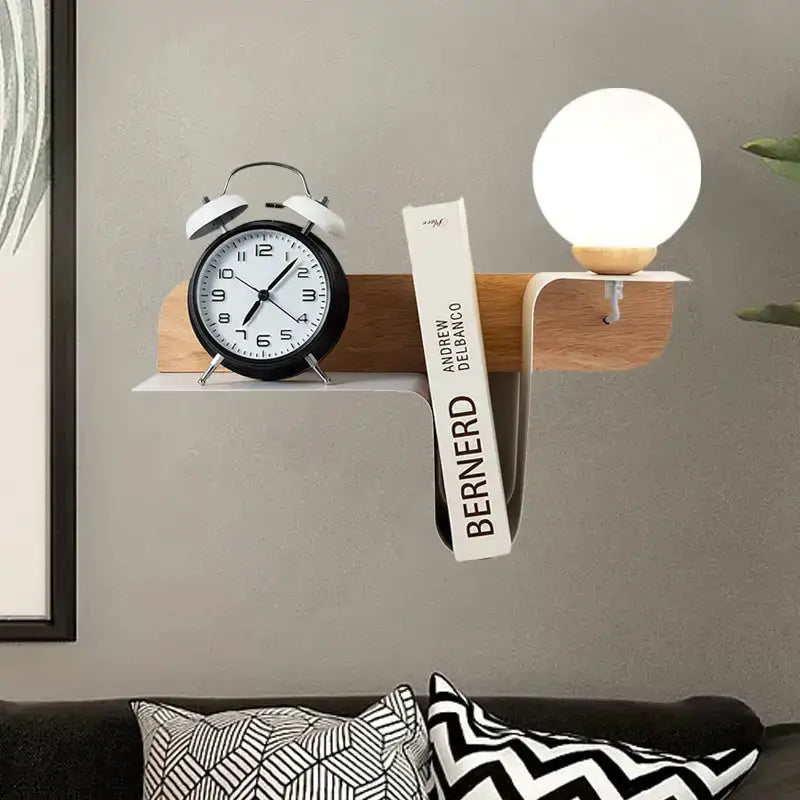 Sleek White Wall Lamp with Frosted Glass Shelf