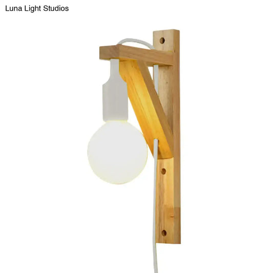 Wooden Hanging Wall Sconce with Exposed Bulb - Nordic Wall Lamp in Multi Colors - Tampa Home & Garden Store
