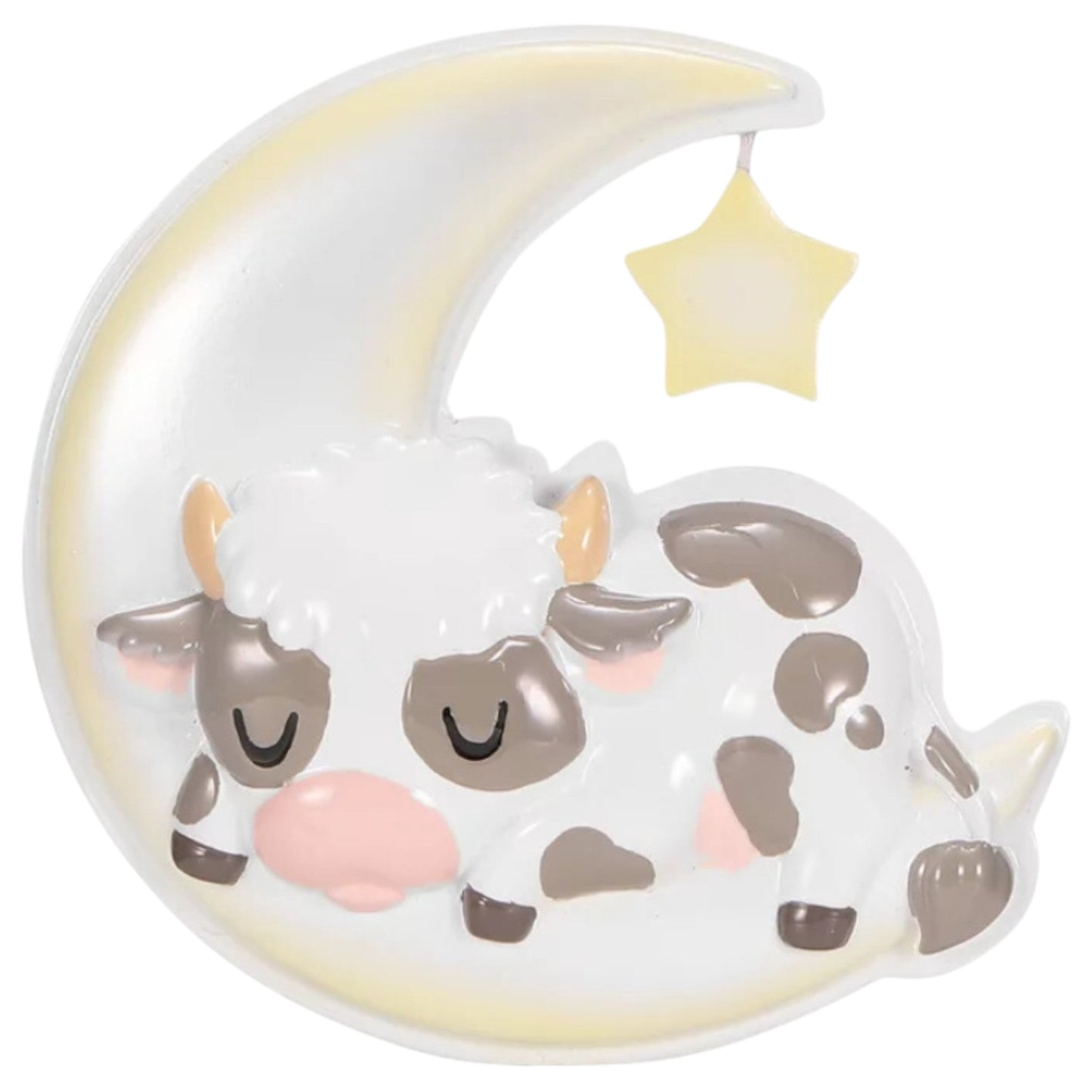 Adorno de vaca adorable en la luna