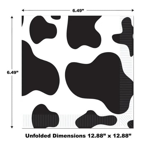 Cow print two-ply lunch napkins, 16-pack; unfolded 12.88 x 12.88 in on Tampa Home & Garden Store