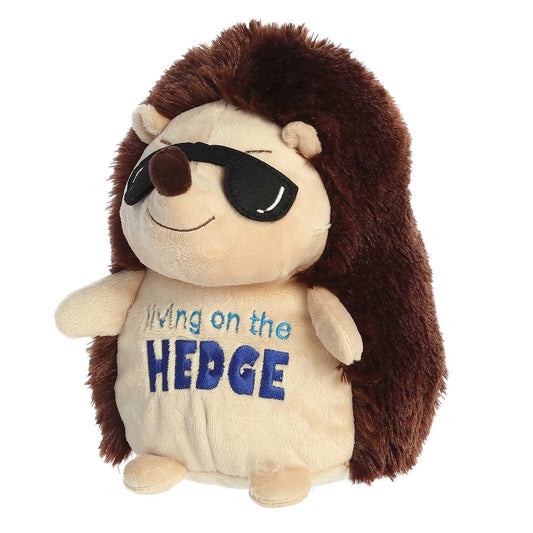 Plush hedgehog from Just Sayin Collection Livin' on the Hedge, brown fur, sunglasses on Tampa Home & Garden Store