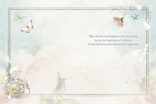 Congratulations On Your Wedding Day Card with pastel border and butterflies on Tampa Home & Garden Store