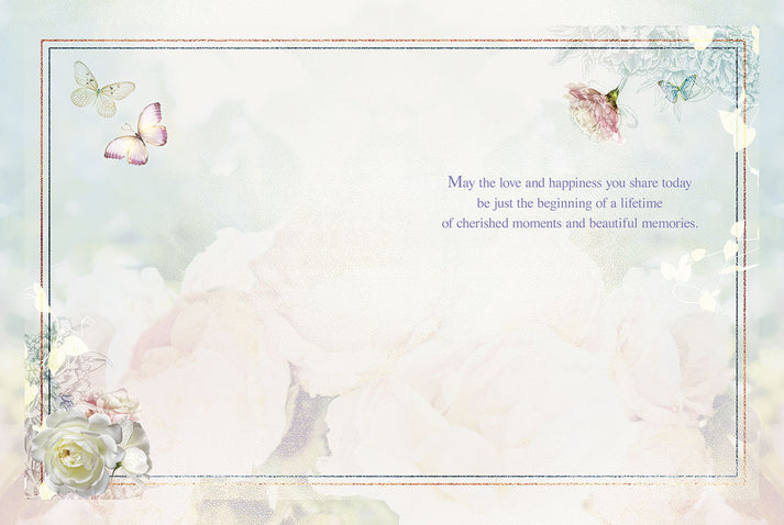 Congratulations On Your Wedding Day Card with pastel border and butterflies on Tampa Home & Garden Store