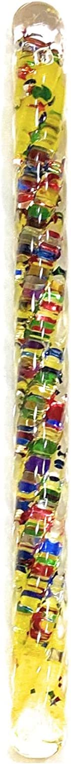Spiral Glitter Wand, yellow plastic toy with multicolored glitter spirals for magical play on Tampa Home & Garden Store