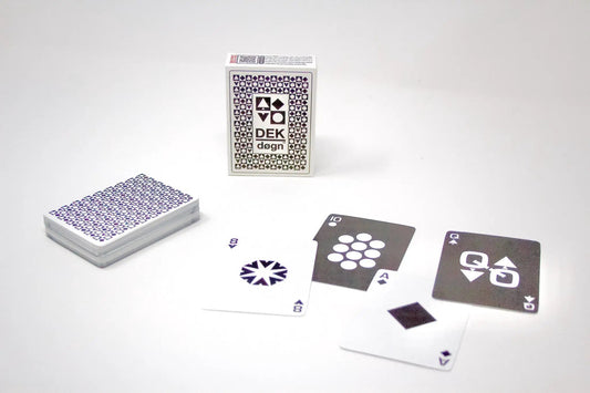 Dek of Cards Døgn Norwegian playing cards deck with purple geometric backs on Tampa Home & Garden Store