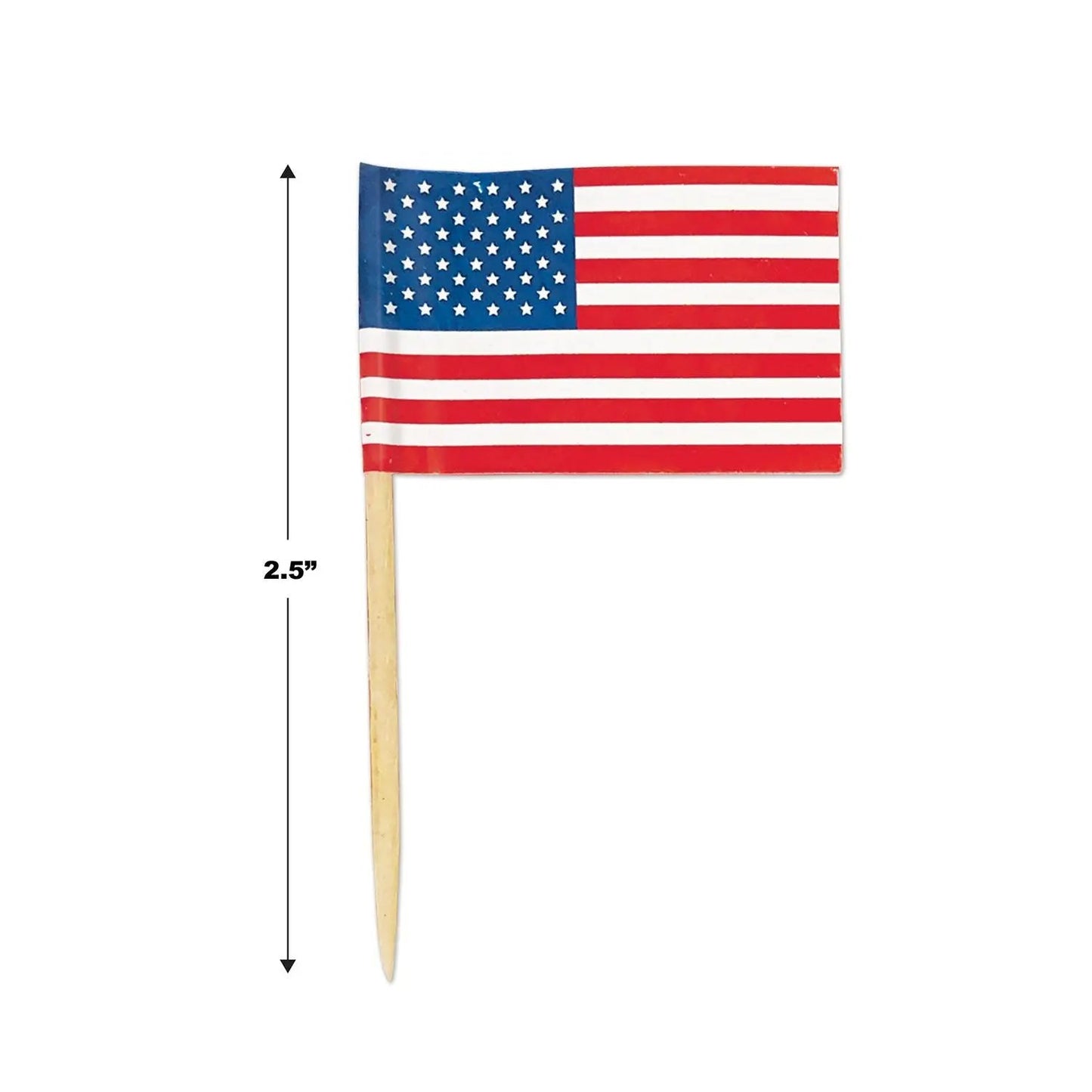 US flag cocktail picks set of 50 on wooden skewers for patriotic party decor on Tampa Home & Garden Store