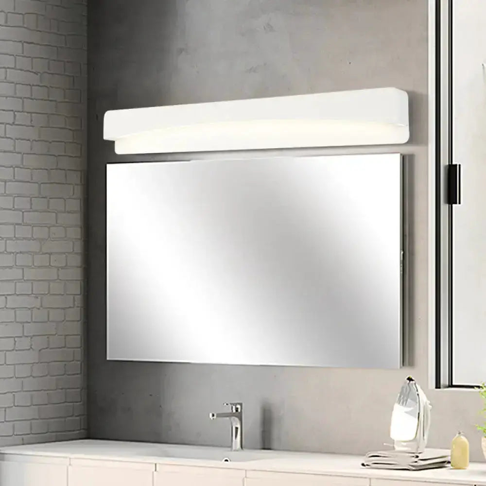 Modern white acrylic rectangular vanity light fixture for bathroom above mirror on Tampa Home & Garden Store