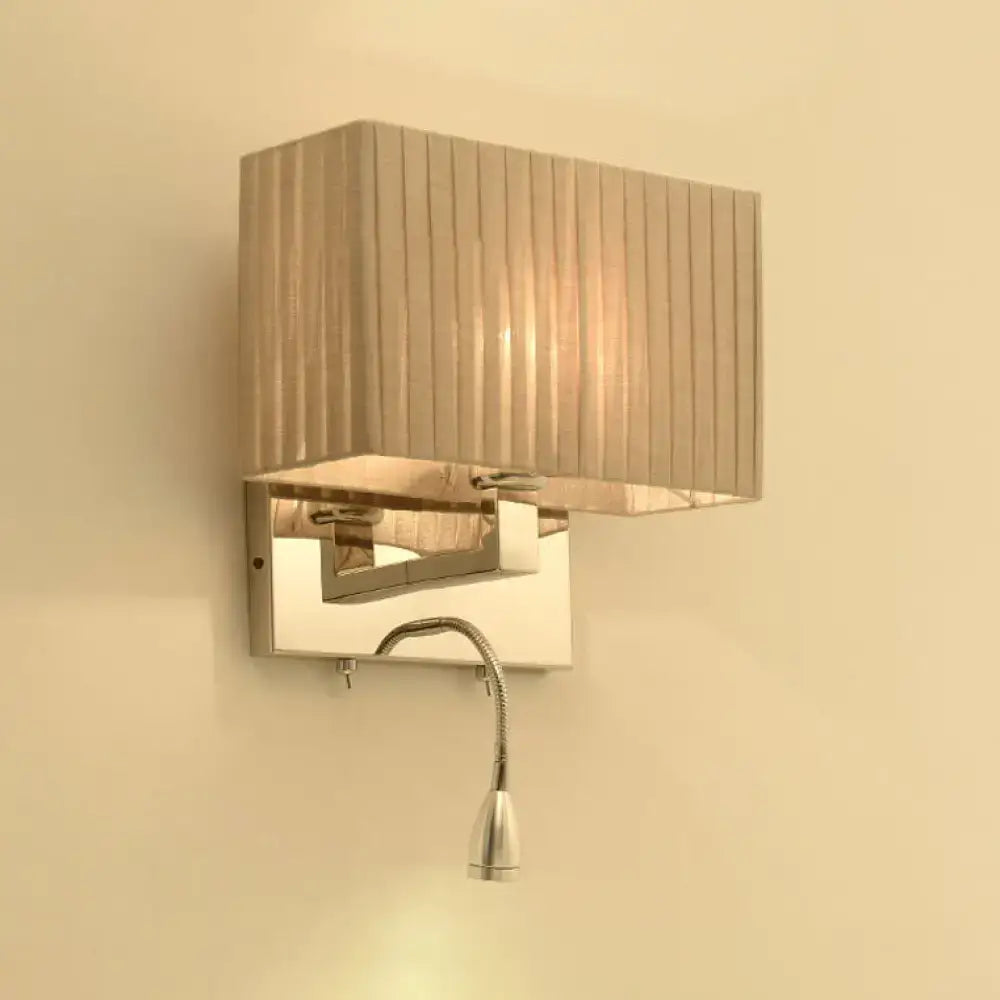 Beige rectangle wall sconce with chrome base and pleated shade Decorbites on Tampa Home & Garden Store
