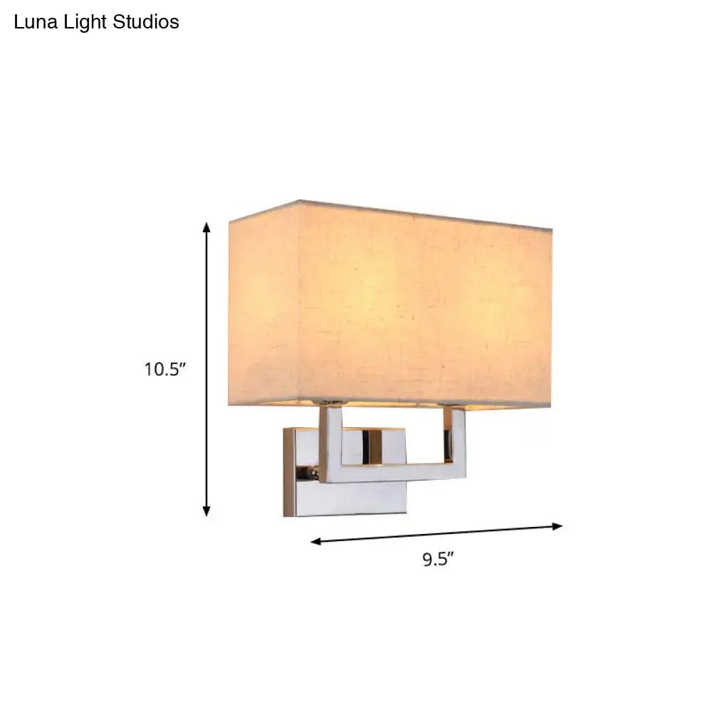 Beige rectangular wall sconce with chrome base and cream fabric shade, 10.5x9.5 in, Decorbites on Tampa Home & Garden Store