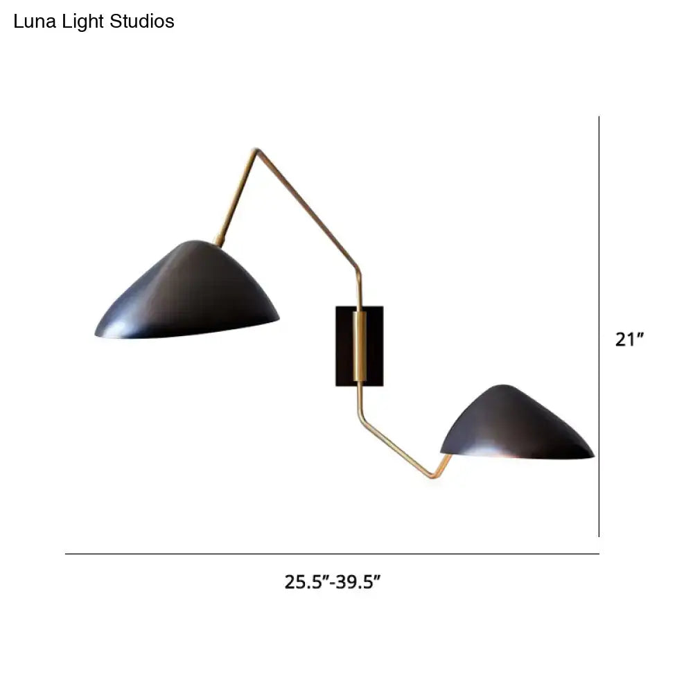 Black Duckbill Wall Sconce by Decorbites with brass curved arms and matte black duckbill shades on Tampa Home & Garden Store