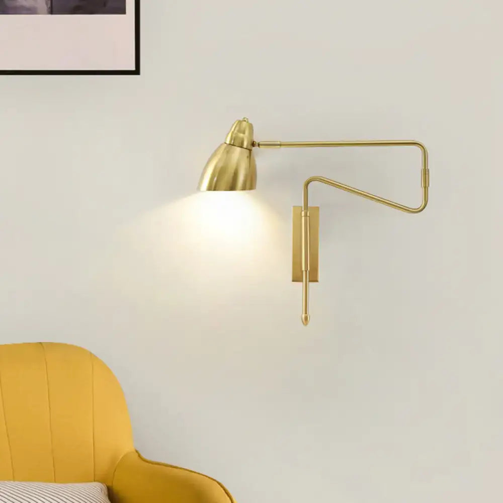 Black Brass Task Light wall-mounted with adjustable brass arm and shade on Tampa Home & Garden Store