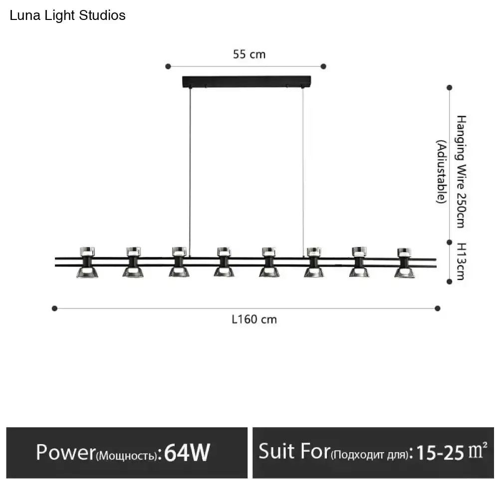 Modern Black and Chrome Linear LED Strip Lamp