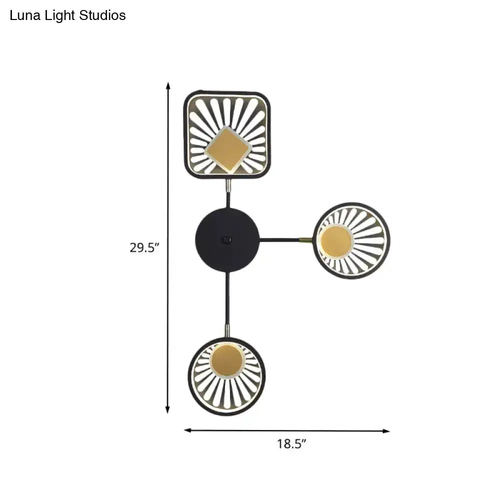 Modern Black and Gold Sunburst Led Wall Sconce