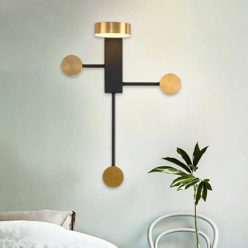 Black Gold LED Sconce by Decorbites, black metal with brass accents, modern wall light on Tampa Home & Garden Store