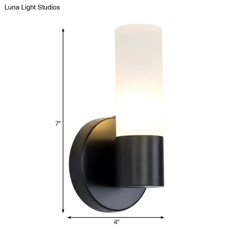 Black Glass Warm-Glow Wall Sconce by Decorbites, black metal base, frosted glass shade on Tampa Home & Garden Store