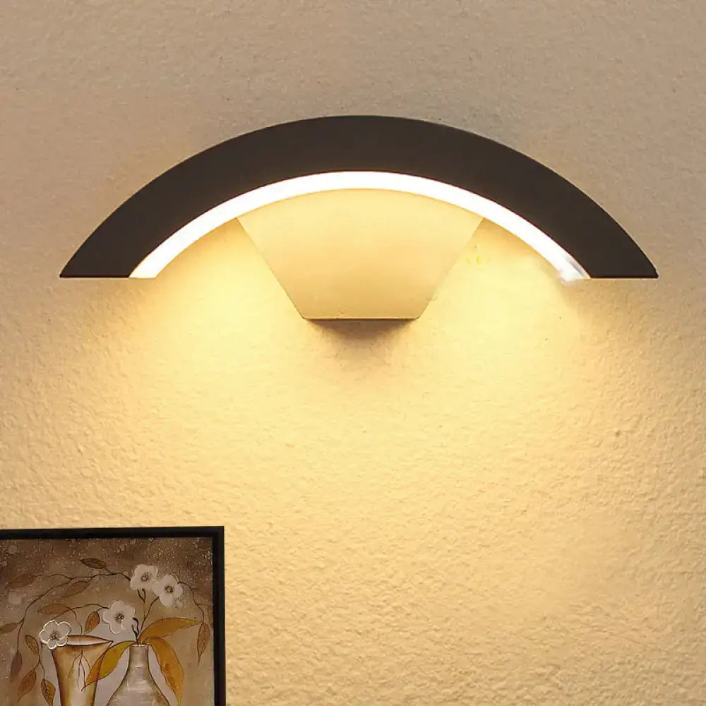 Black arc wall sconce Decorbites with light ring and beige center shade on Tampa Home & Garden Store