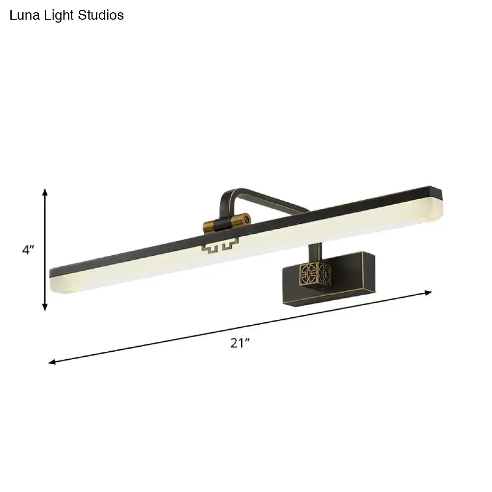 Black brass linear adjustable vanity light Decorbites, diffuser, 21in wide, 4in high on Tampa Home & Garden Store