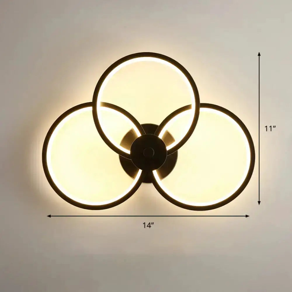 Modern Black Circular LED Bedroom Wall Sconce
