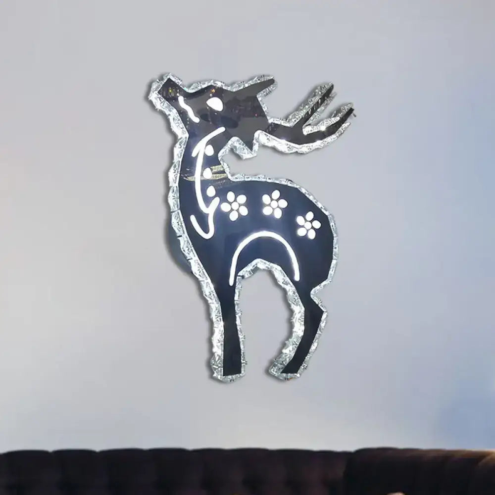 Crystal Deer Wall Light dark silhouette with crystal-edged trim by Decorbites on Tampa Home & Garden Store