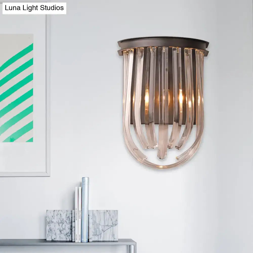 Black Glass Oval Wall Light by Decorbites wall sconce with curved glass prisms on Tampa Home & Garden Store