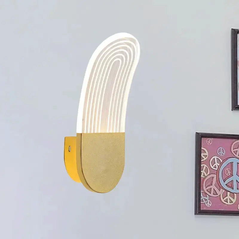 Modern Black and Gold Curved Led Sconce Light