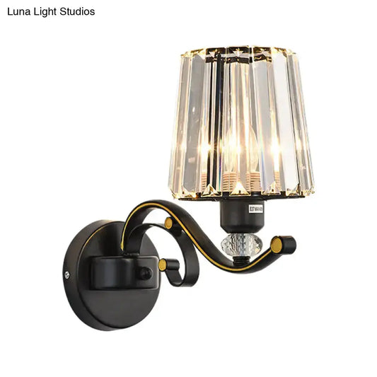 Wall sconce black and gold with clear glass crystal shade by Decorbites on Tampa Home & Garden Store