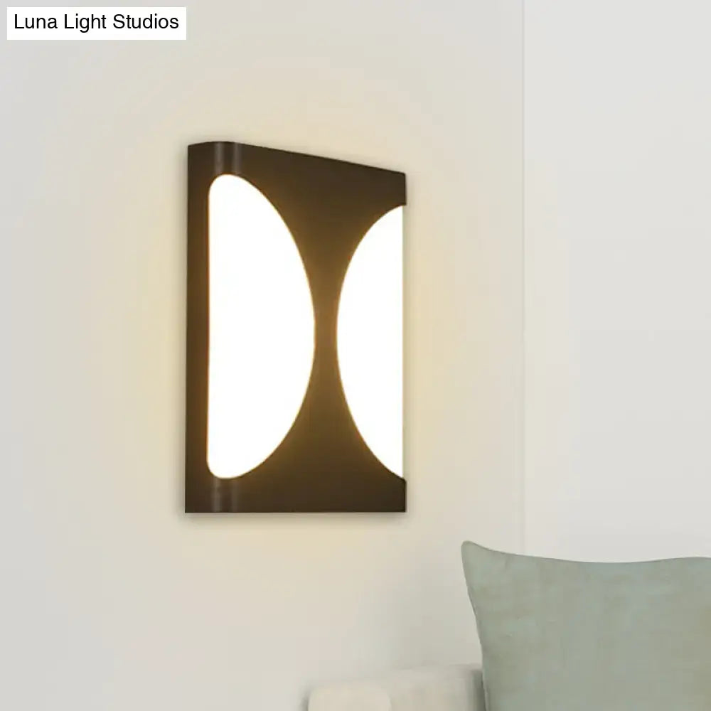 Black semicircle wall light by Decorbites, black metal wall sconce with dual white panels on Tampa Home & Garden Store
