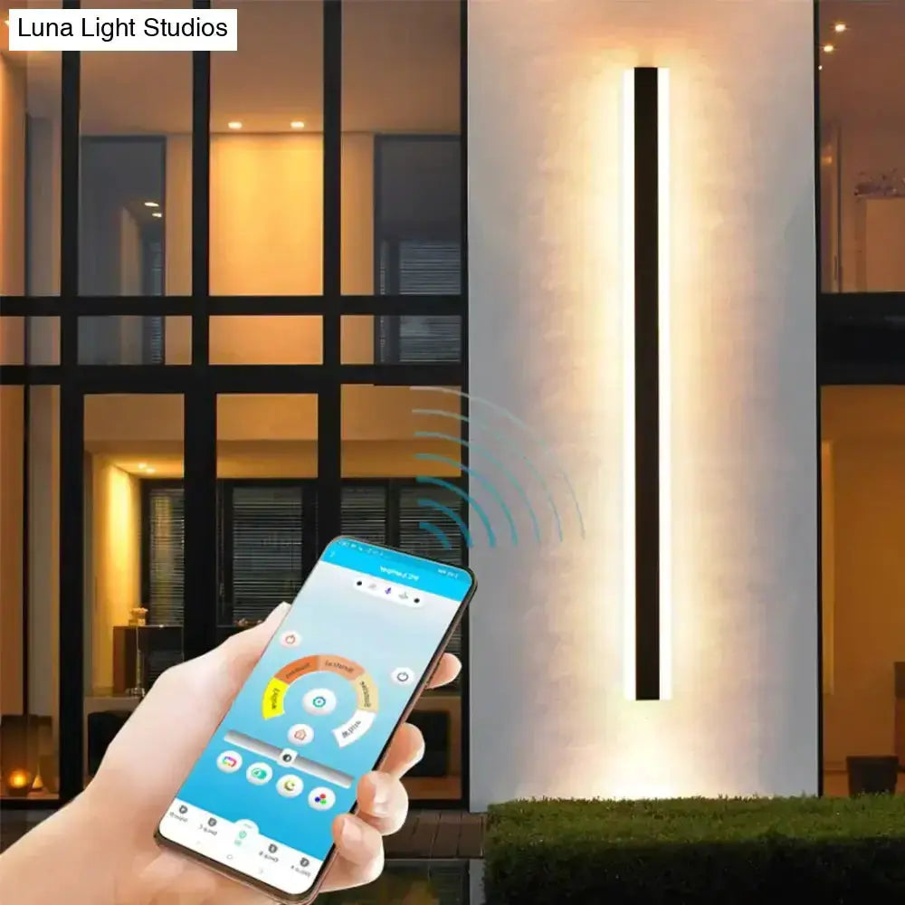Modern Black Linear LED Wall Light Garden Sconce
