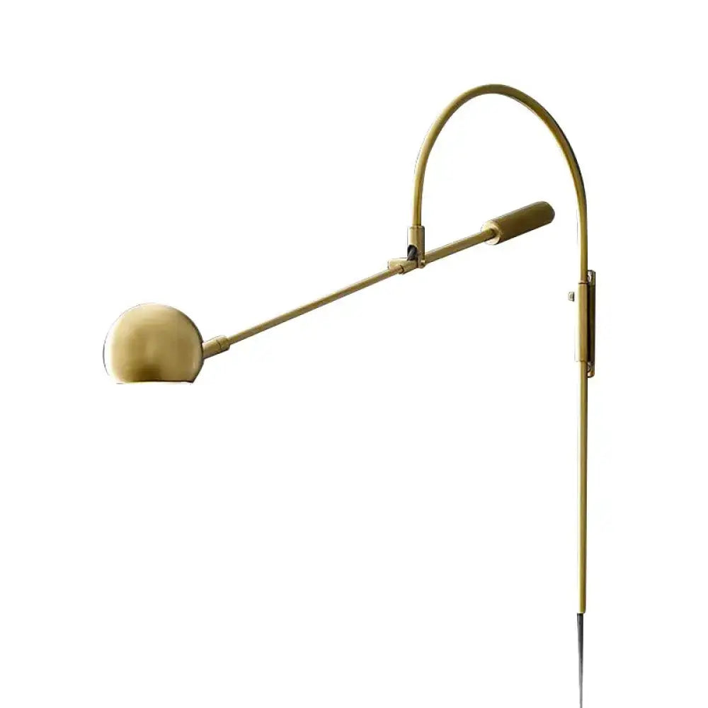 Black Metal Sphere Sconce and Curved Arm