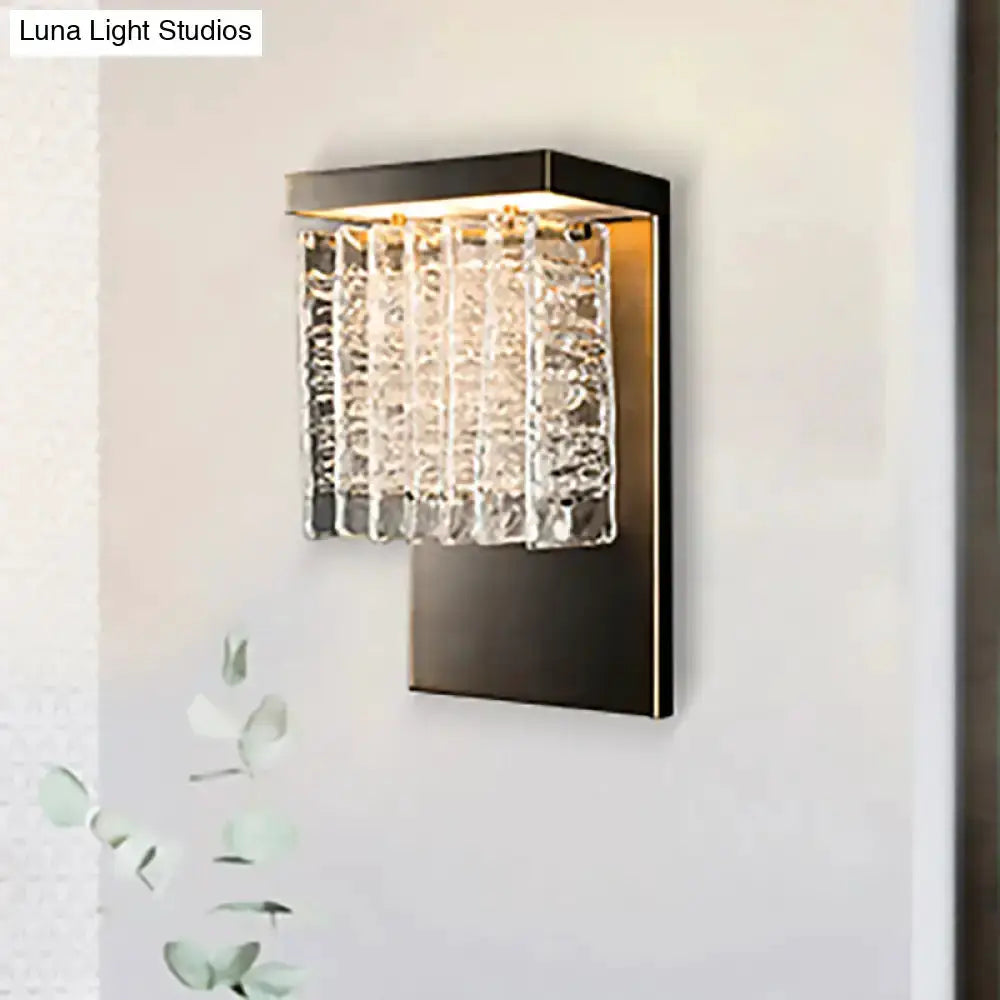 Modern black metal wall sconce Decorbites with crystal prisms hanging strands for room on Tampa Home & Garden Store