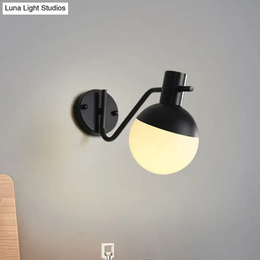 Black Glass Shade Sconce by Decorbites with curved arm and wall mount on Tampa Home & Garden Store