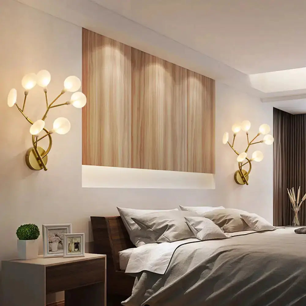 Modern Black Tree Branch Wall Light Glass Globes