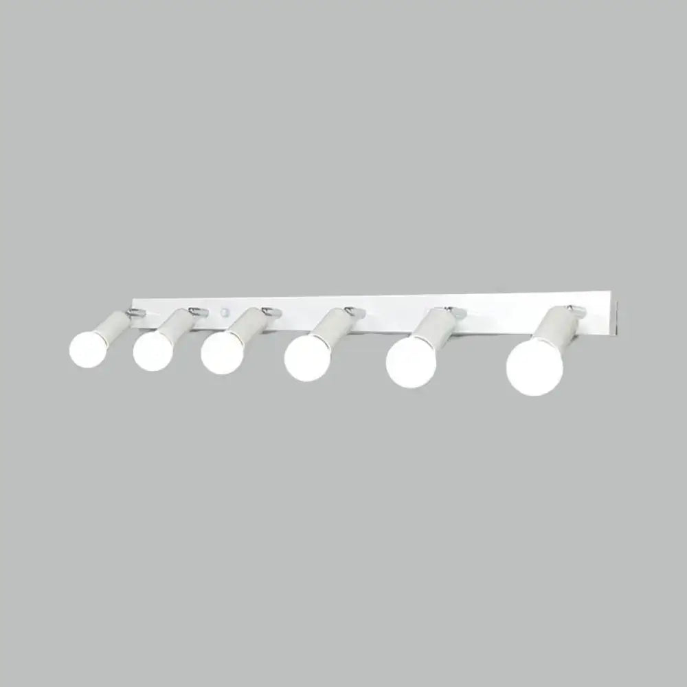 3/4-Head Bedroom Vanity Wall Sconce in Simple Metal Finish with Exposed Bulb - Black/White