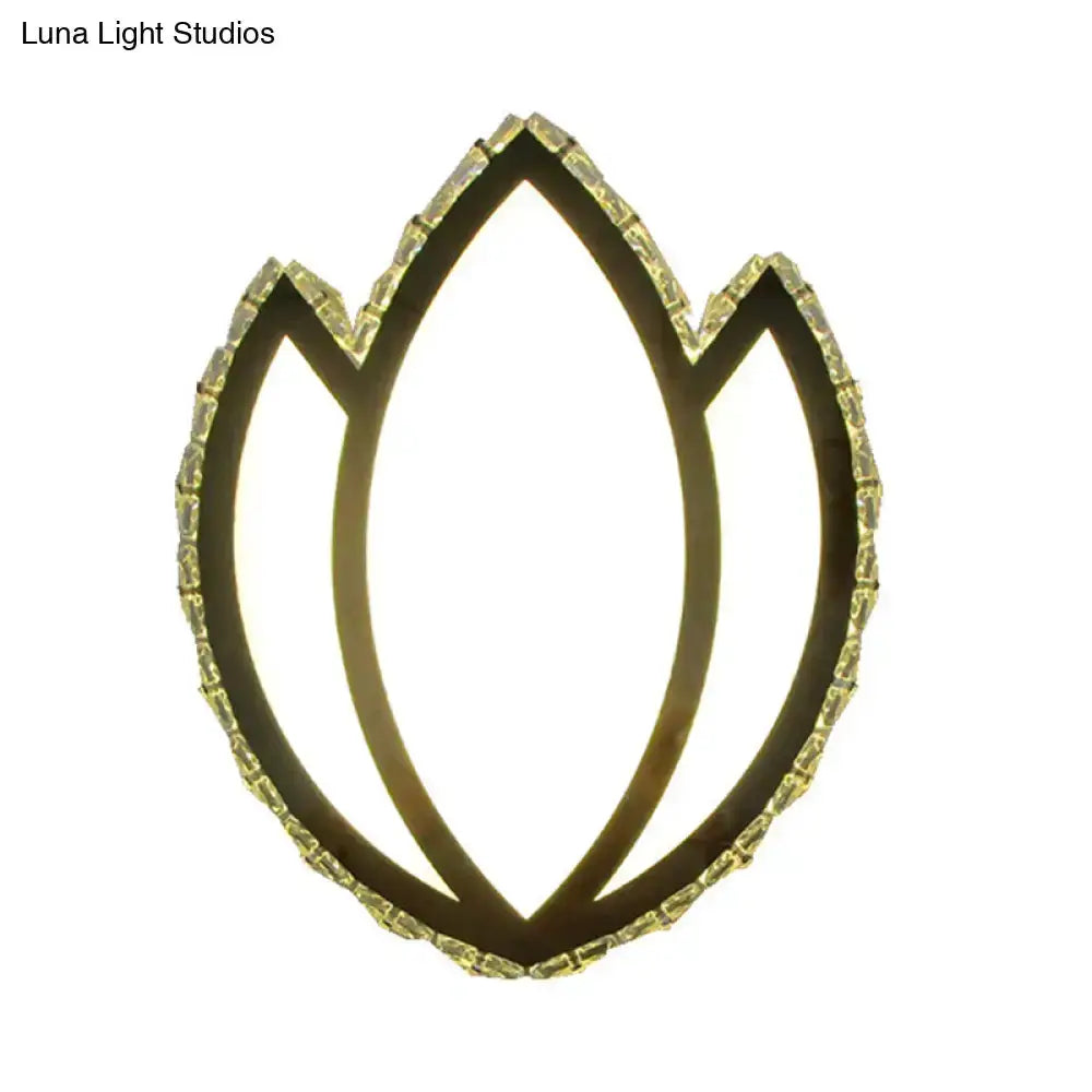 Decorbites White Lotus Petal LED Wall Sconce with crystal shade, gold finish on Tampa Home & Garden Store
