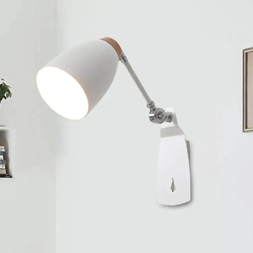 Black White Cup Shape Wall Light by Decorbites with white shade and adjustable chrome arm on Tampa Home & Garden Store