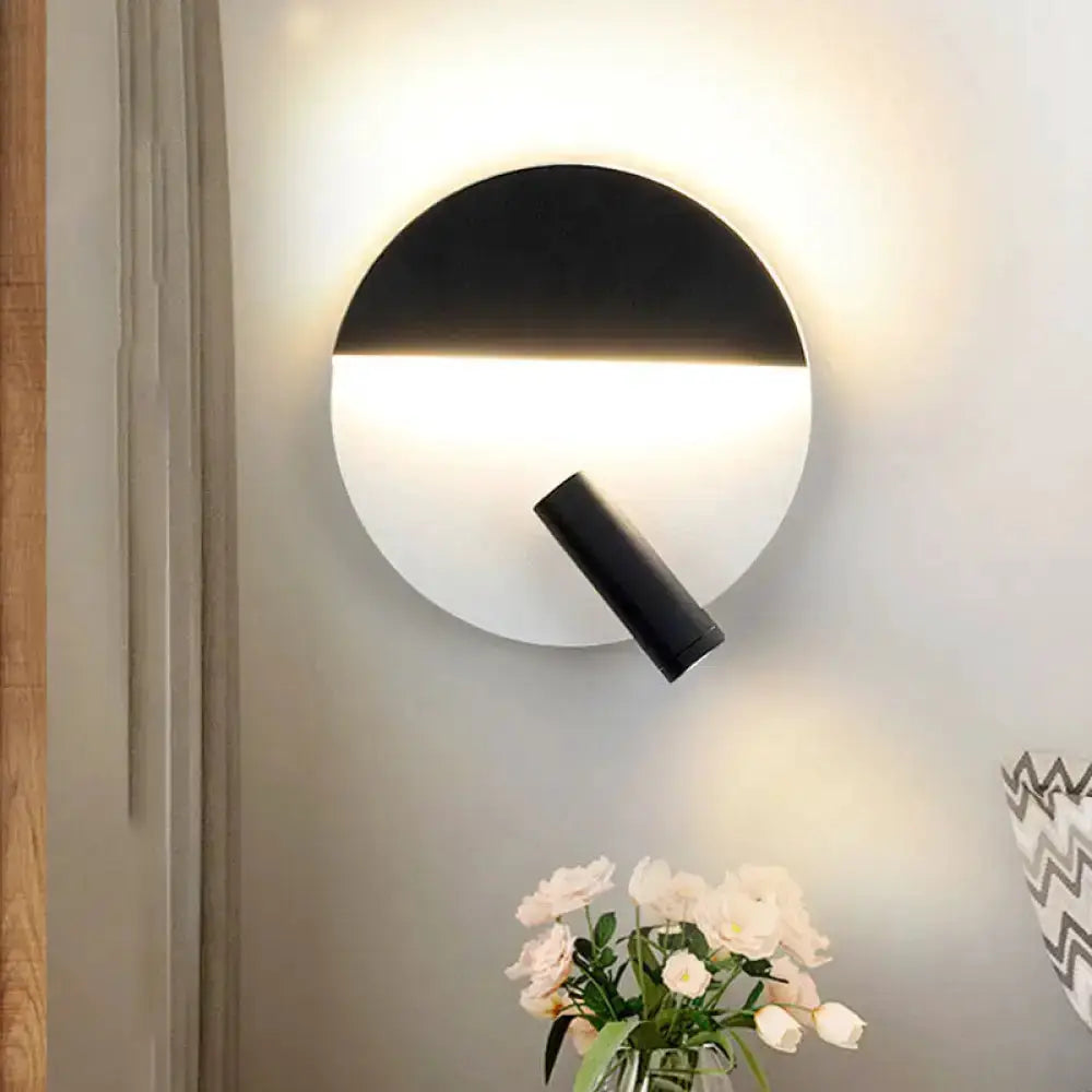 Modern Black and White Round Wall Lamp Bedroom