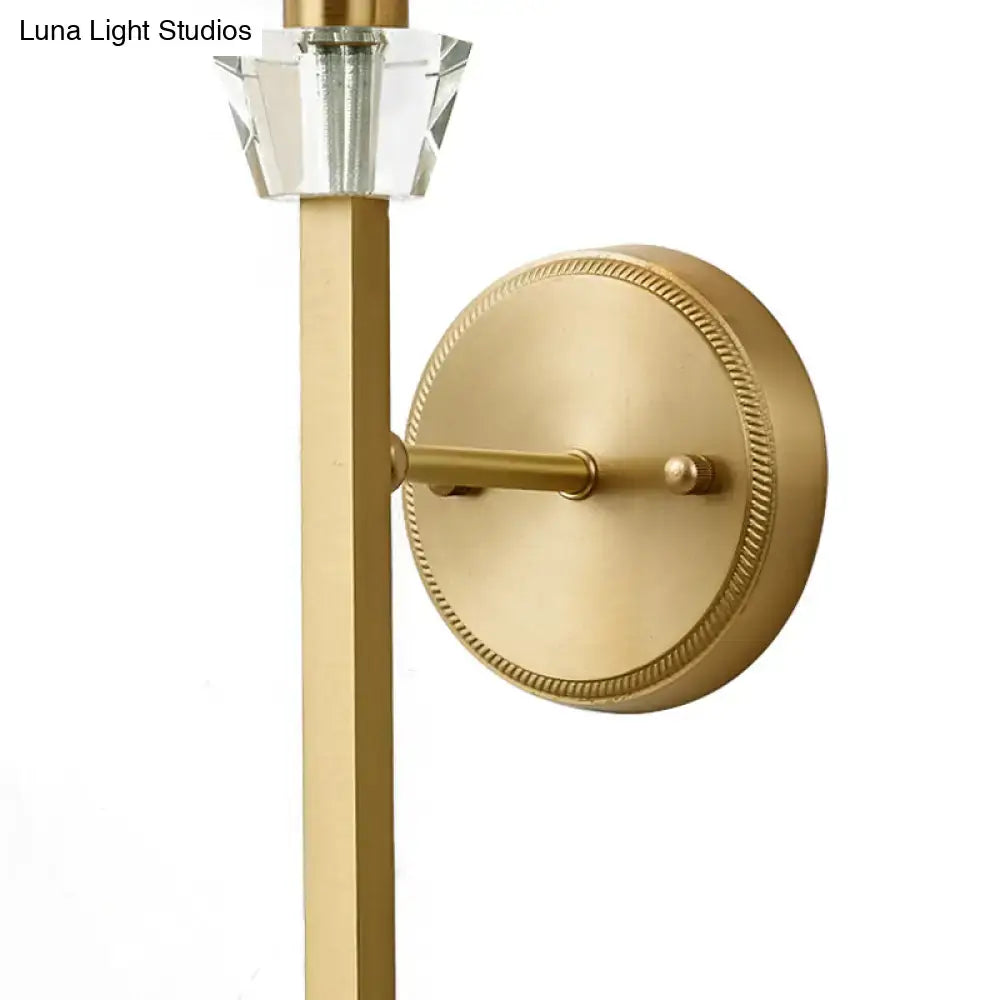 Brass Fabric Shade Sconce Cylinder Design gold wall mount Decorbites with crystal shade on Tampa Home & Garden Store