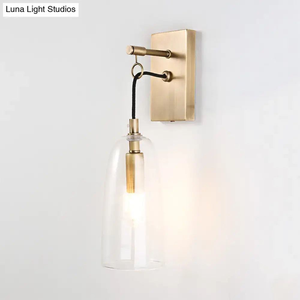 Brass Glass Sconce Lamp by Decorbites, wall-mount with clear glass shade on Tampa Home & Garden Store