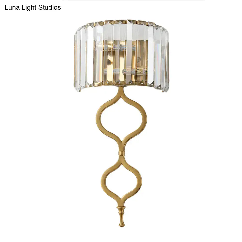 Brass crystal rectangular shade sconce dual-bulb wall light by Decorbites on Tampa Home & Garden Store