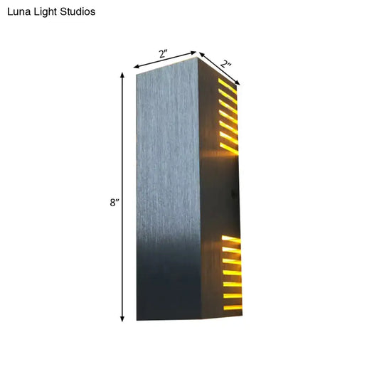 Silver wall light sconce Decorbites, 8 in tall, 2 in deep with amber light slits on Tampa Home & Garden Store