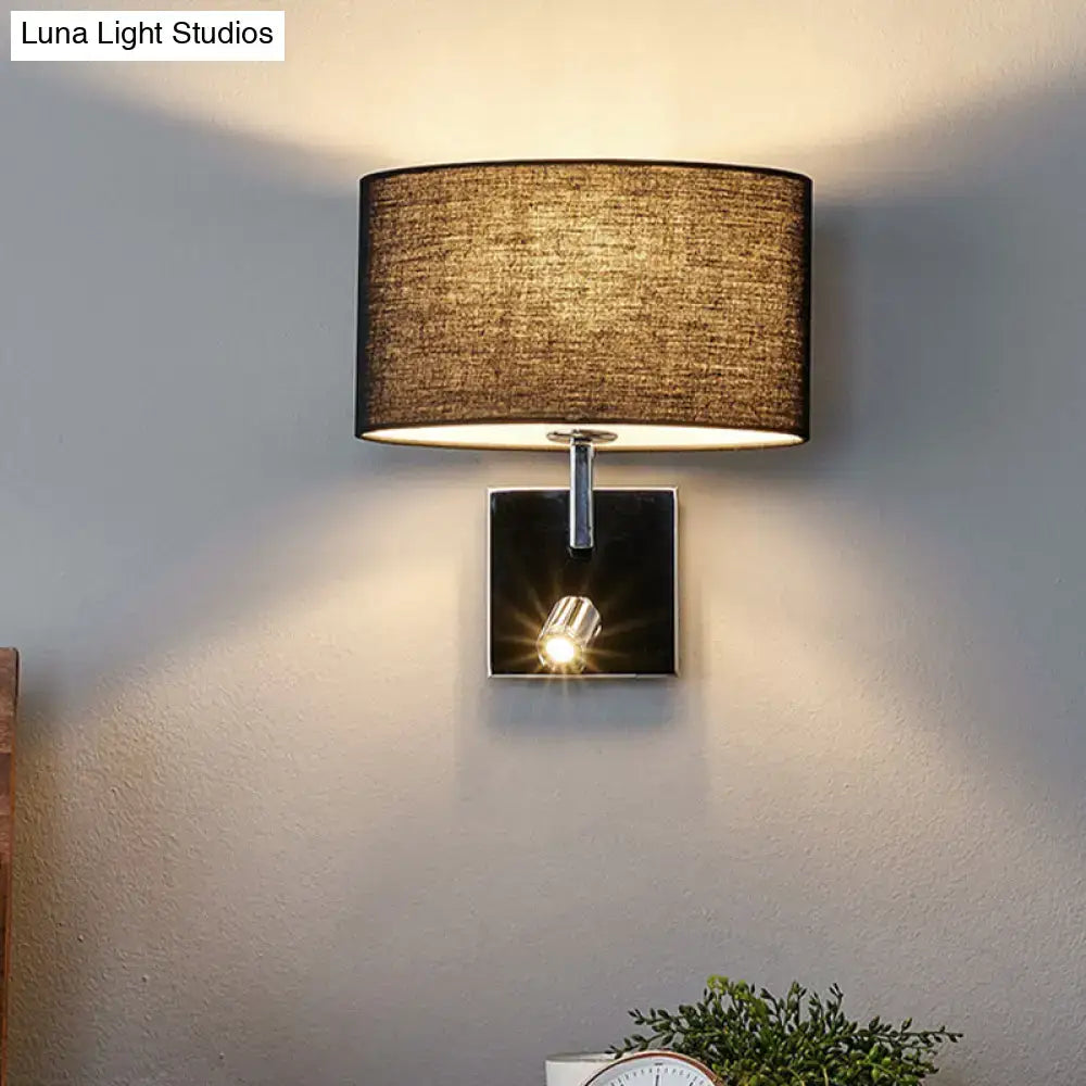 Brown Fabric Wall Sconce with black square backplate and spotlight by Decorbites on Tampa Home & Garden Store