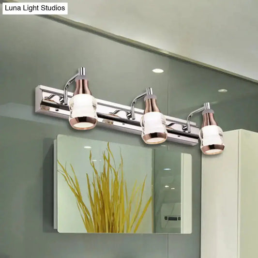 Decorbites modern chrome and rose gold 3-light vanity wall light with glass shades on Tampa Home & Garden Store