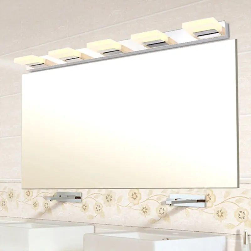 Decorbites chrome vanity light acrylic 5-light bar over bathroom mirror on Tampa Home & Garden Store