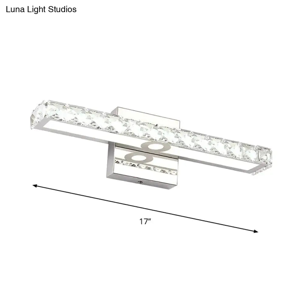 Chrome crystal LED bathroom light by Decorbites, 17-inch bar fixture on Tampa Home & Garden Store