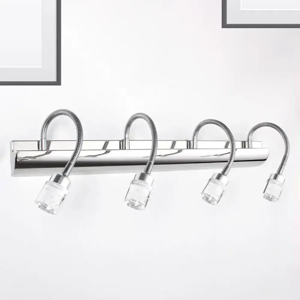 Chrome Crystal Cylinder Wall Sconce with four gooseneck arms and crystal shades Decorbites on Tampa Home & Garden Store