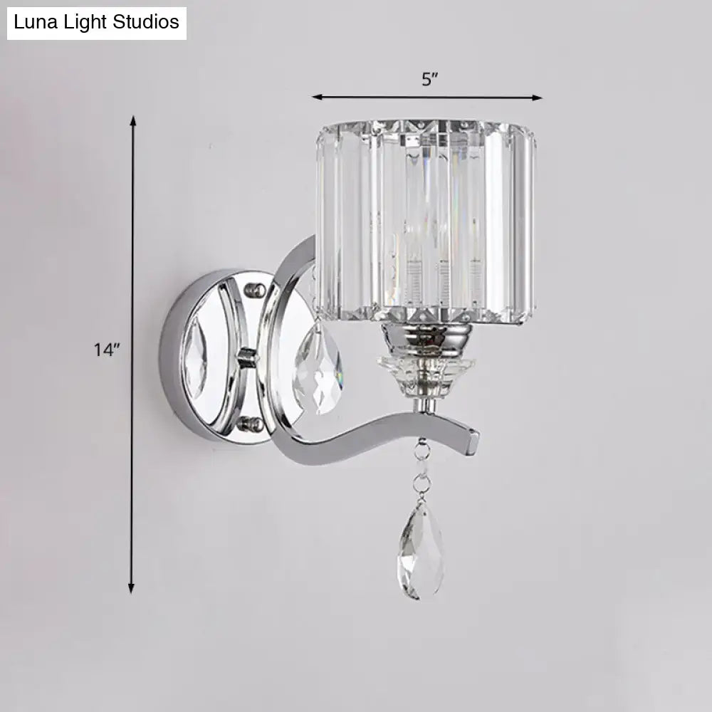 Chrome Crystal Block Sconce by Decorbites, chrome finish with crystal block shade on Tampa Home & Garden Store