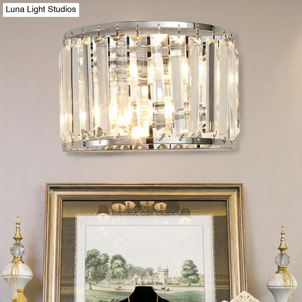 Chrome crystal wall lamp with hanging prisms, chrome frame wall sconce Decorbites on Tampa Home & Garden Store